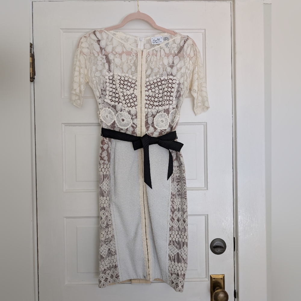 Anthropologie Cream and Black Lace Dress